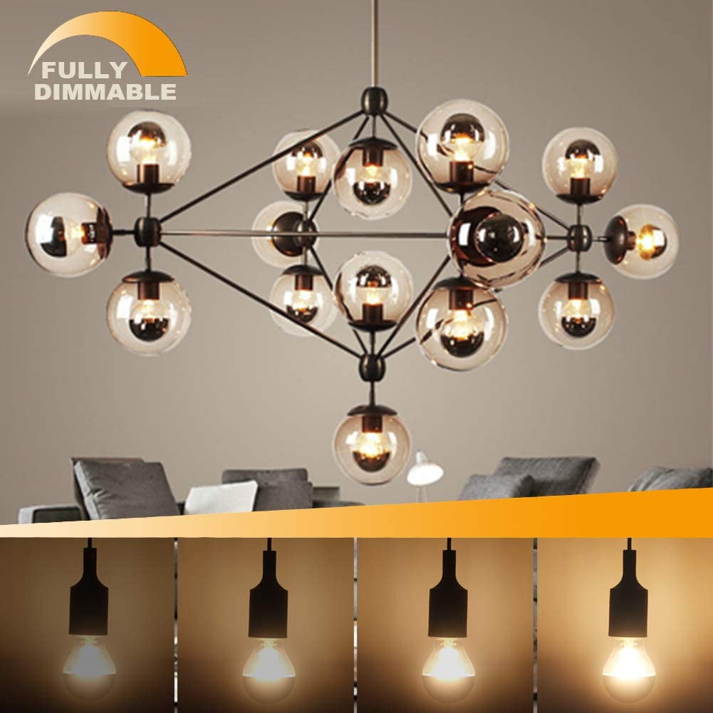 Half Chrome Light Bulb Dimmable 6W (Equivalent 60 Watt) LED Edison Bulb A60 Half Silve Dipped LED Bulb Globe Shape 2700K Warm White Decorative Mirror Light Bulb CRI 90+ E26 Base Pack of 5