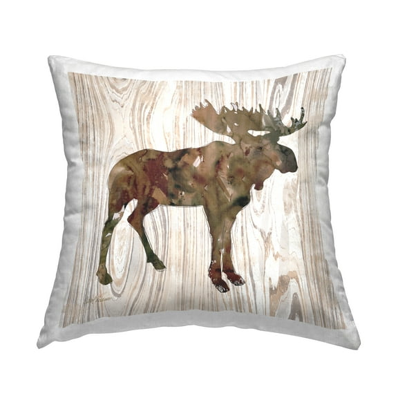 Stupell Industries Watercolor Moose Silhouette Rustic Grain Pattern Brown,18 x 7 x 18 Decorative Pillows