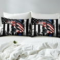 thumbnail image 3 of Manfei Bass Fish 4pcs Queen Sheet Set - USA Flag Animal Deer Vintage Decor, 3 of 6