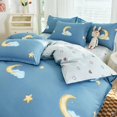thumbnail image 4 of Juego de funda de edredón con diseño de luna y estrellas, color azul y nubes, 100 % algodón, reversible, para dormitorio de niños, adolescentes y hombres, 4 of 5