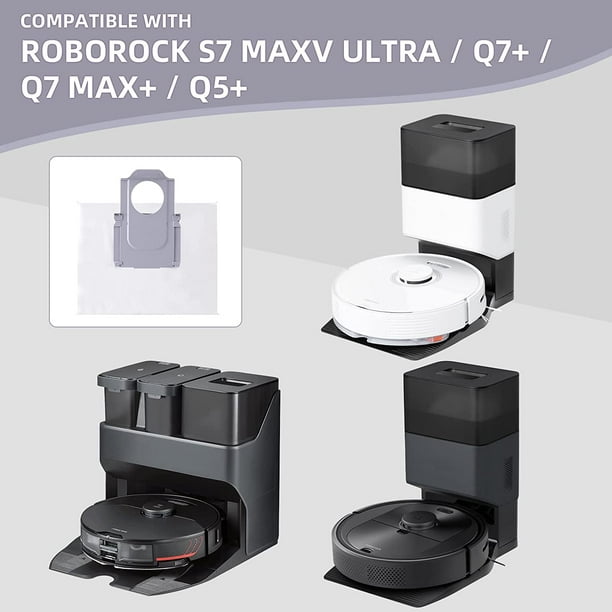 4 Pack Dust Bag Replacement for Roborock S7 MaxV Ultra / S7 Pro Ultra / Q7+  / Q7 Max+ / Q5+ Vacuum Self-Empty Dock, 3L Large Capacity Disposable Bag  Accessories Set 
