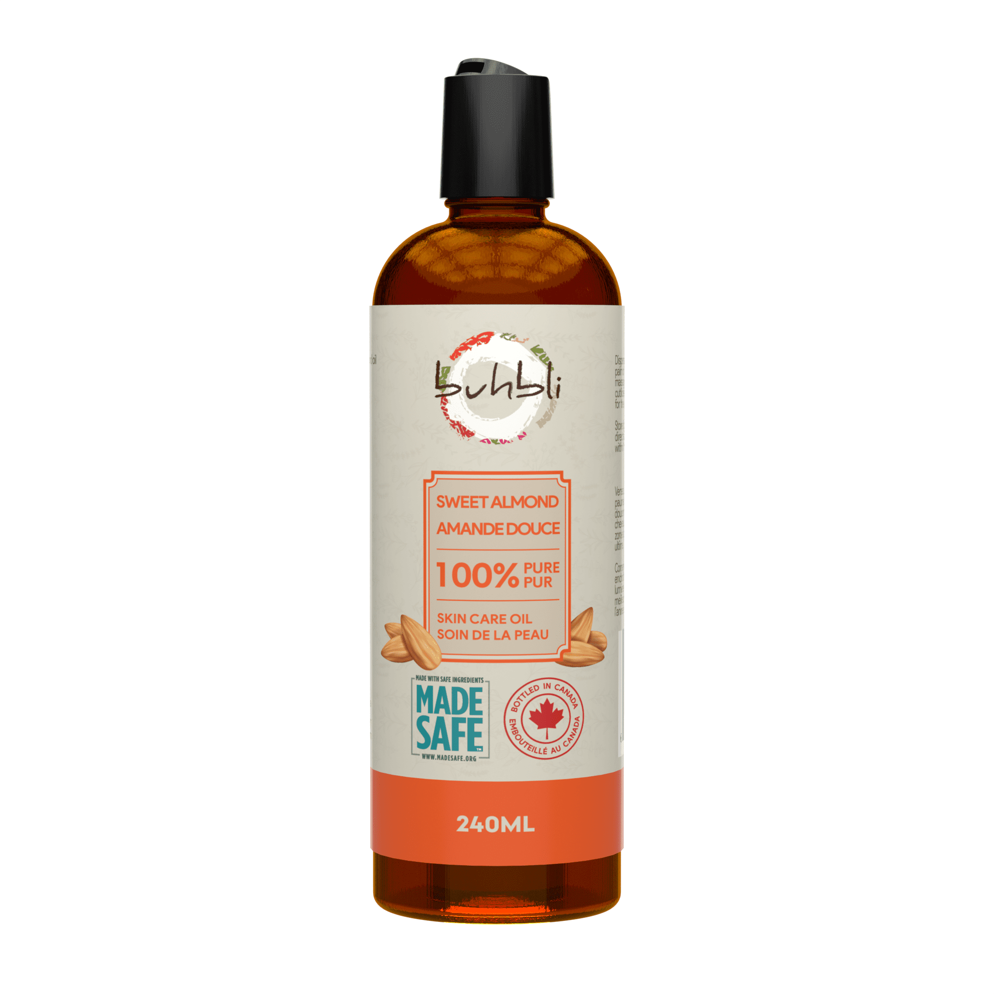 Buhbli Brands Sweet Almond Oil 240ml - 100% Pure & Natural, Bottled in Canada
