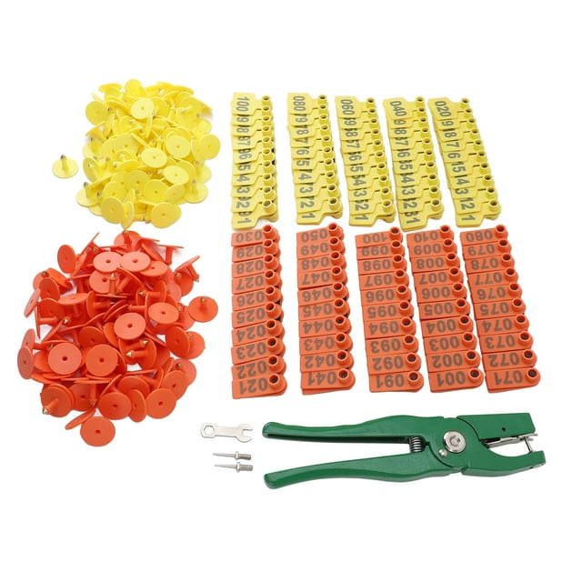 Sheep Ear Tag, Plastic Livestock Ear Tags Goat with Punch Applicator Plier Tools Ear Tag Pins, Ear Tags Remove Plier for Goat Animal Cattle Sheep Dog