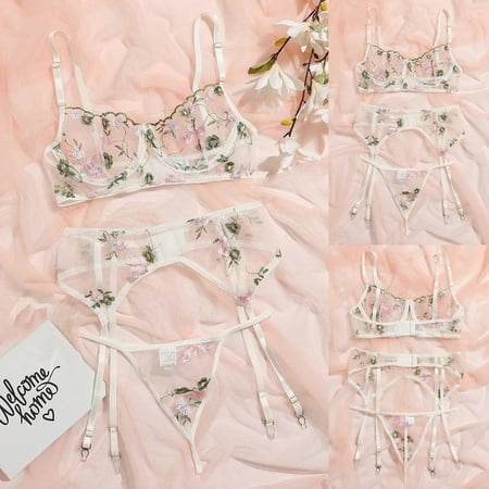 

Tangnade Lingerie For Women Bra New Fashion Thong Sleepwear Underwear Lingerie Flower Lace
