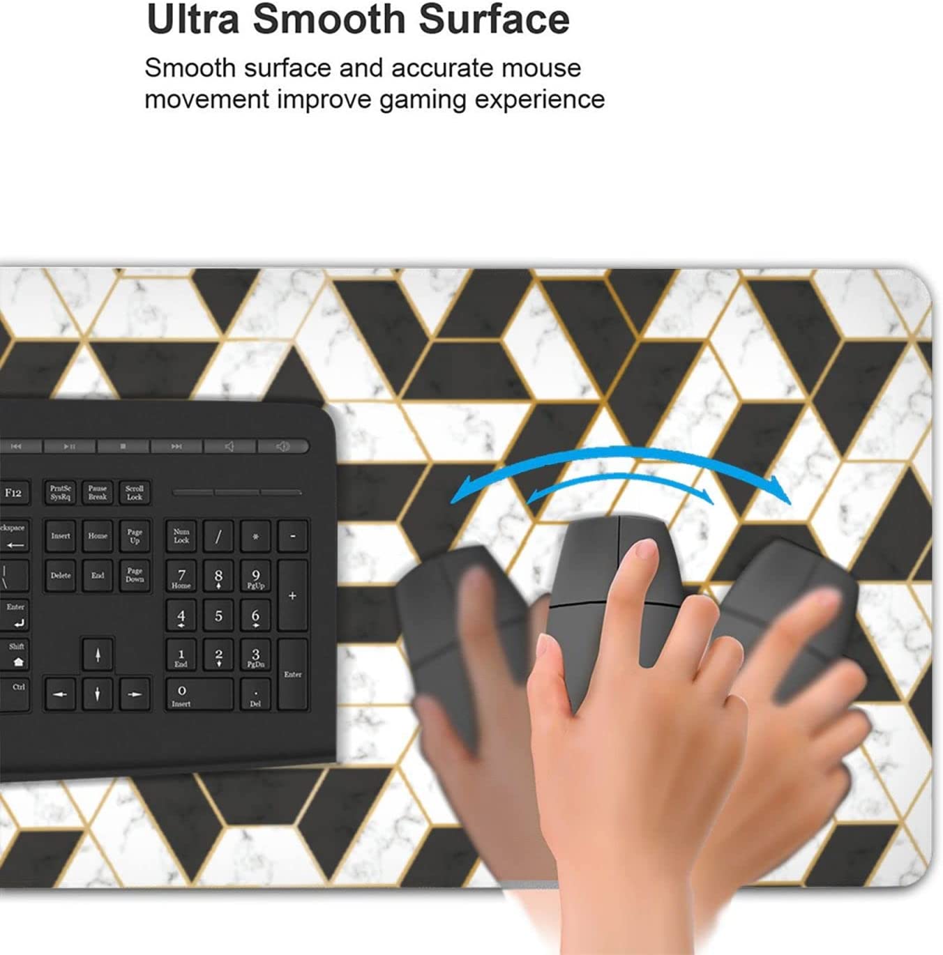Extended Mouse Pad, Cubes Marble Gaming Mouse Pad, Large Big Mouse Pad Keyboard Mat Desk Pad with Non-Slip Base and Stitched Edge for Work, Game, Office - 35.5" x 16"