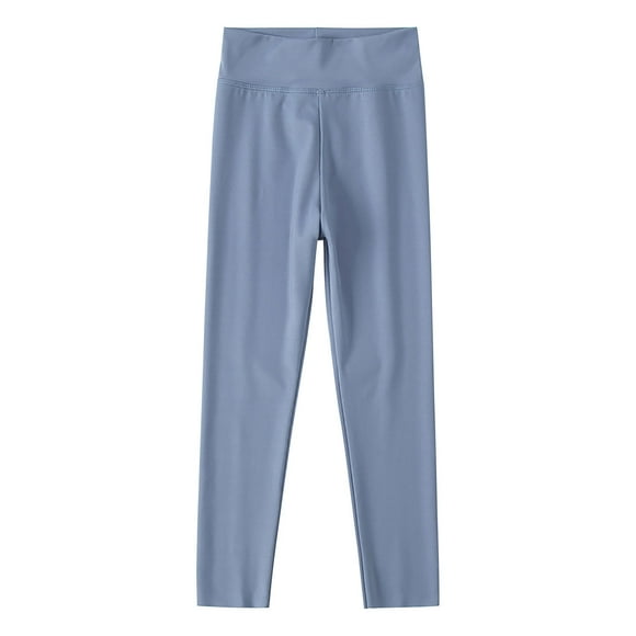 ZVAVZ Kids Girls Stretch Pants High Wasit Solid Color Leggings Stretchy Soft Kids Dance Bell Bottom Leggings for Girls Deals of Today Prime Blue 8-9Years