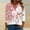 Pink, variant on WXLWZYWL Women's Fashion Printed T-shirt 3/4 Sleeves Blouse V-Neck Casual Tops