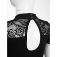 thumbnail image 6 of TiaoBug Girls Ballet Dance Bodysuit Gymnastics Leotards Basic Lace Short Sleeve Keyhole Back Jumpsuit Black 120, 6 of 7