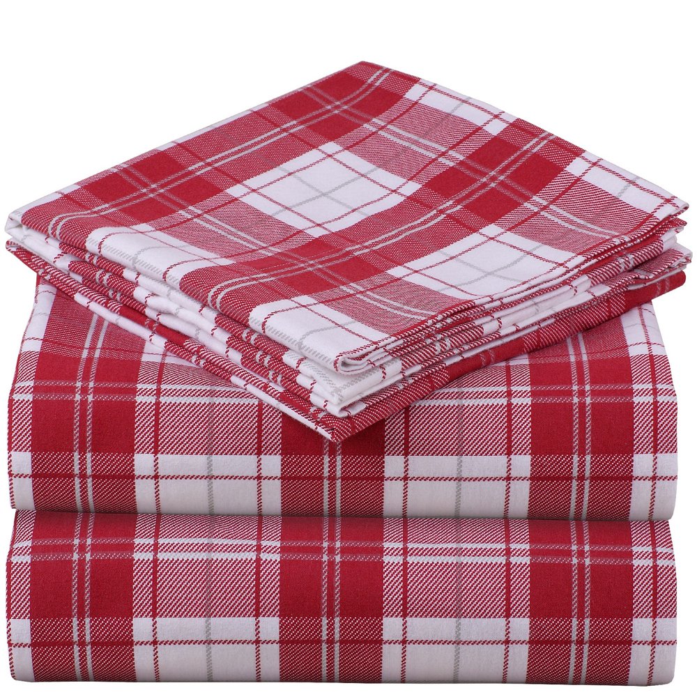 Mellanni King Flannel Sheet Set 4 pc Printed 100 Organic Cotton