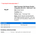 thumbnail image 2 of Right Passenger Side Bumper Bracket - Compatible with 2015 - 2020 Ford F-150 2016 2017 2018 2019, 2 of 2