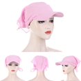 thumbnail image 6 of Fashion Bandana Ladies Brim Cap Beach Windproof Travel Solid Color Turban Cap Women Cap Sun Hat Headscarf LIGHT BLUE, 6 of 8