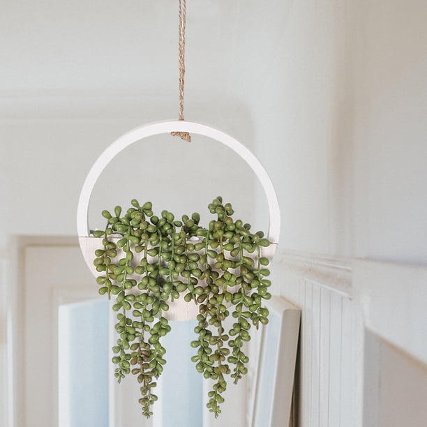 Plantas de hilo de perlas artificiales con maceta y cordón para oficina en casa (2 unidades)