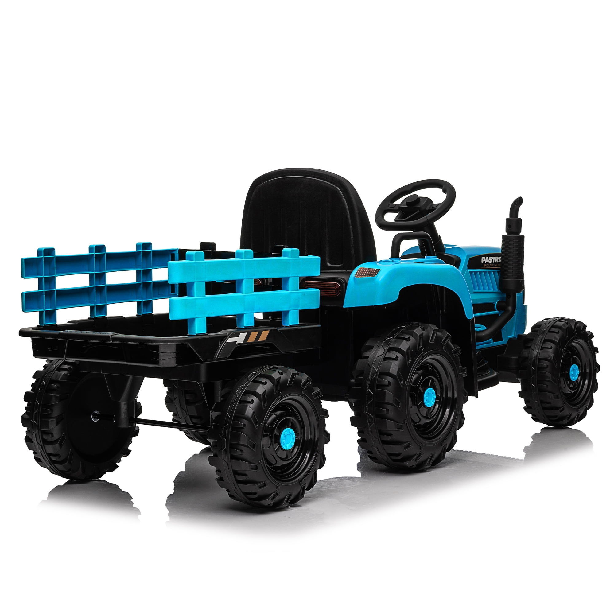 Kids 12V Battery Powered Ride-On Tractor with Trailer, Remote Control, LED Lights & Music