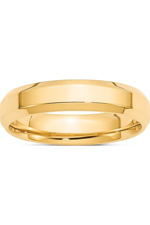 14K Yellow Gold 14Ky 5mm Bevel Edge Comfort Fit Band Size 10 Made In United States bec050-10