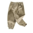 thumbnail image 2 of GBSYEWXS Pants For Little Boys Child Taper Cargo Elastic Waist Relaxed Soft Trousers Khaki Size 3-4 Years, 2 of 3