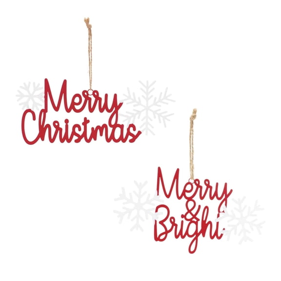 Melrose Christmas Sentiment Ornaments - 8" - Red and White - Club Pack of 12