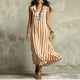 thumbnail image 4 of zbxnLI Striped Maxi Dress for Women Ruffle V Neck Sleeveless Tank Dresses Loose Casual Vacation Long Sundress, 4 of 6
