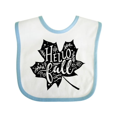

Inktastic Hello Fall Black Leaf Silhouette with Laurels Gift Baby Boy or Baby Girl Bib