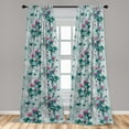 thumbnail image 2 of Leaves Greenery Window Curtains, Tropical Inspirations Peony Flowers Pattern with Petals Bohemian, Lightweight Decor 2-Panel Set with Rod Pocket, Pair of - 28"x63", Jade Green Hot Pink, by Ambesonne, 2 of 3