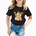 thumbnail image 2 of NOLDARES Children Girls Boys Tops Halloween Themed Cartoon Printed Short Sleeved Crew Neck T Shirt(Black,5-6 Years), 2 of 7