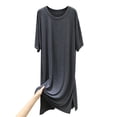 thumbnail image 3 of Zyekqe Plus Size Pajamas Dress Short Sleeve Round Neck Sleepwear Dress Summer Casual Comfy Nightgowns Loungewear, 3 of 4