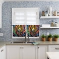 thumbnail image 6 of Colorful Peacock Kitchen Curtains and Valances Set, Boho Abstract Feathers Polka Dots Rod Pocket Window Valance 18 Inch Window Curtain Panels for Living Room Bedroom Laundry, 27.5x36in, 3 Pieces, 6 of 7