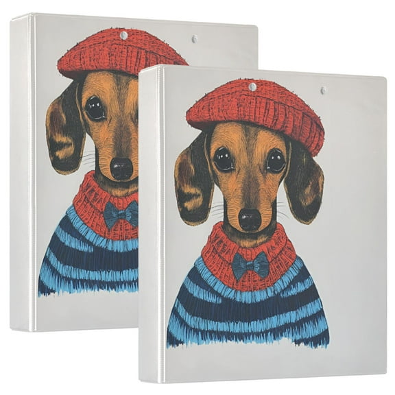 FORMRS 3 Ring Binder 1.5 inch with Pockets Set of 2 Clip Board 200 Sheets Capacity, Cute Dog Artist