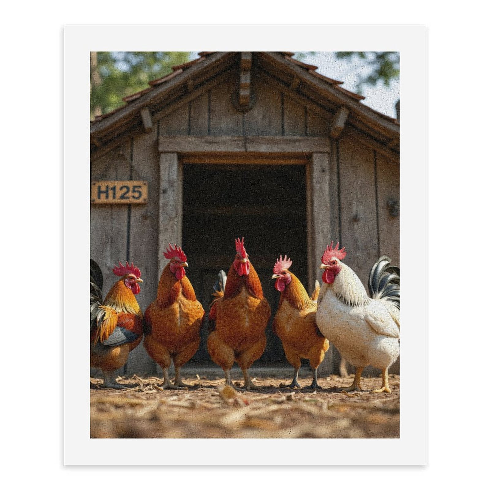Paint By Numbers Kit for Adults Beginner - DIY Roosters Barnyard Gathering H125 Canvas Painting Kits for Adults, Frameless Paint By Number for Adults for Home Wall Decor 16x20 Inch