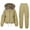 Khaki, variant on Mnyycxen Women's Thickened Down Jacket 2 Piece Warm Ski Snow Suits Zip Up Faux Fur Hooded Coat and Overalls Sets