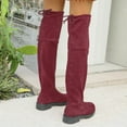 thumbnail image 5 of Rokment Womens over The Knee Dress Boots Fashion Suede Non Slip Chunky Low Heel Thigh High Pull on Long Tall Boots Wine Size 8, 5 of 7