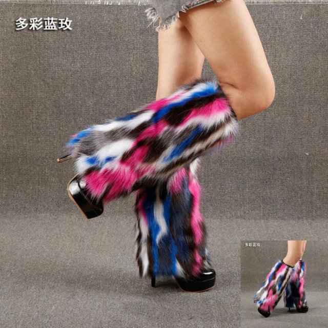Faithtur Women's Anti-Slip Leg Warmers, Solid Color/Multi-Color Thicken Socks, Windproof Legs Protector