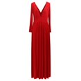 thumbnail image 4 of Robe Maxi Fendue à Manches Longues Col en V Profond pour Femmes Mode Soirée Cocktail, 4 of 4