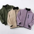 thumbnail image 2 of LYMAYTER Kids Unisex Fleece Jacket Boys Girls Solid Color Warm Outerwear Toddler Fall Winter Cardigan Coat for 5-15 Years, 2 of 8