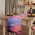thumbnail image 3 of Orange Purple Flowers Cotton Linen Table Runner for Dining Kitchen, Spring Oil Painting Nature Landscape Wedding Outdoor Party Tablerunners, Dresser Scarf Coffee Tablecloth Runners 13x36 Inches, 3 of 9