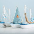 thumbnail image 2 of Moyic Mini barco de azul de náutica de estilo mediterráneo, adornos artesanales de madera, decoración del hogar para habitación de Decoración del hogar 14 aves marinas navegantes Moyic HA8706-03B, 2 of 6