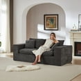 thumbnail image 2 of Aukfa 2-Seater Cloud Comfy Sofa, 79" Oversized Deep Seat Chenille Upholstered Loveseat, Modern Modular Couch for Living Room Bedroom, Dark Gray, 2 of 7