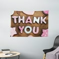 thumbnail image 1 of Thank You Decor Tapestry, Romantic Sweet Cookie Letters Sugar Candy on Rustic Wood Table Image, Wall Hanging for Bedroom Living Room Dorm Decor, 60W X 40L Inches, Pink White Brown, by Ambesonne, 1 of 2