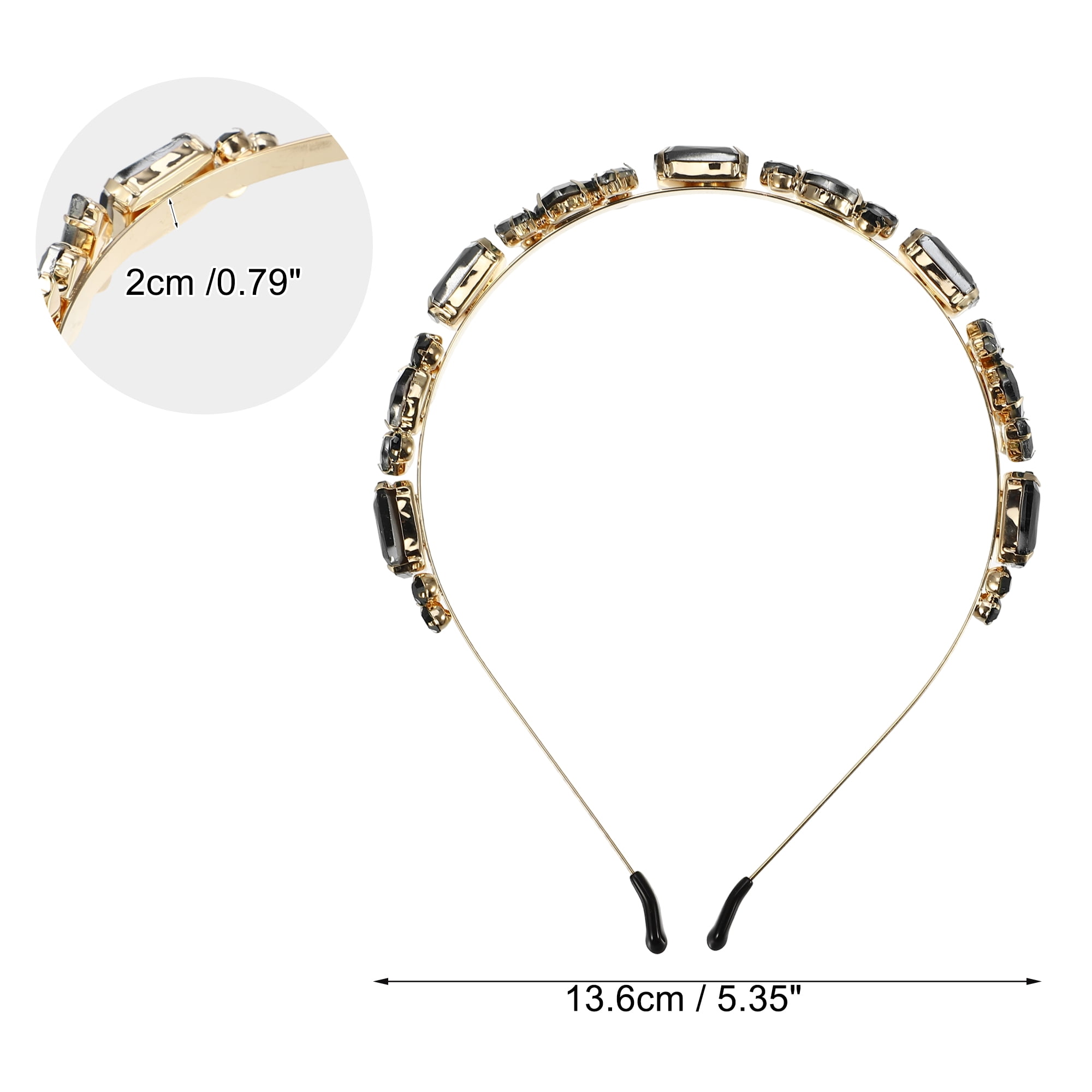 Unique Bargains Fashion Vintage Thin Rhinestone Black Gray