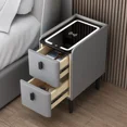 thumbnail image 3 of Mesita de noche de madera de estilo moderno, mesitas de noche inteligentes para dormitorio con carga inalámbrica, gabinete de almacenamiento Bluetooth con 2 cajones, 3 of 4