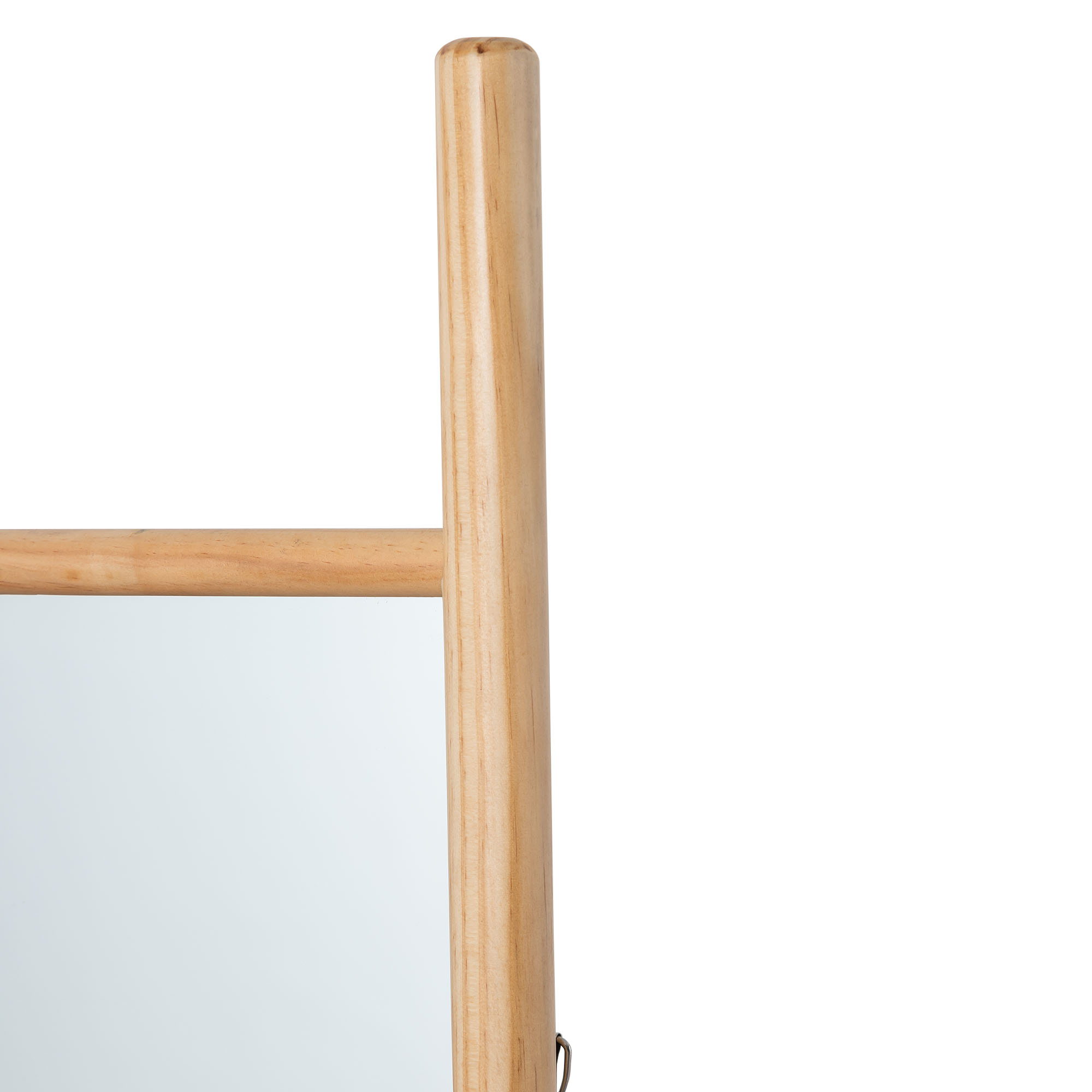 64"x21" Wood Ladder Floor Mirror Full Length Mirror,Natural Color