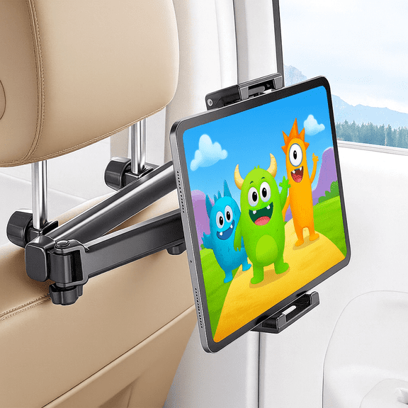 cyrico Tablet Holder for Car, Adjustable Tablet Car Mount for Back Seat [3 in 1 Extension Arm], Road Trip Camping Essentials Compatible with iPad Headrest Holder for Car Backseat for 4.7-12.9" Device