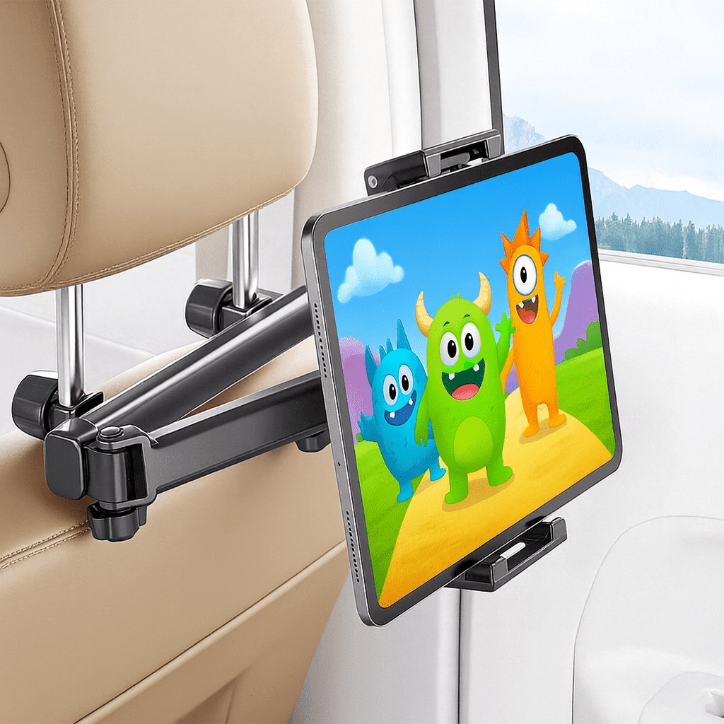 cyrico Tablet Holder for Car, Adjustable Tablet Car Mount for Back Seat [3 in 1 Extension Arm], Road Trip Camping Essentials Compatible with iPad Headrest Holder for Car Backseat for 4.7-12.9" Device