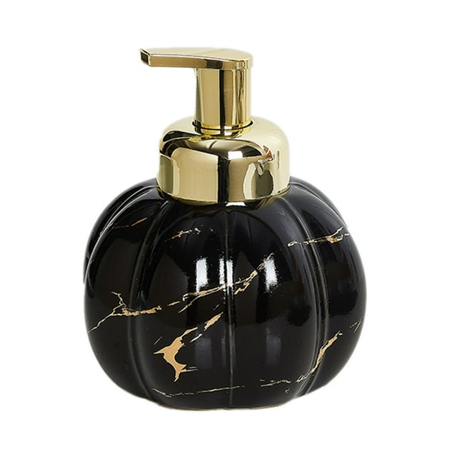 Qeeadeea Marble Ceramic Foaming Soap Dispenser, Foam Soap Dispenser With Gold Pump, Hand Foaming Dispenser, For Barthroom Kitchen-black-pumpkin