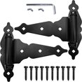 thumbnail image 1 of 8" Black T-Strap Self Closing Wood Gate Hinges - T-Gate Hinges - Wood Gate Hardware (1 Pack), 1 of 4