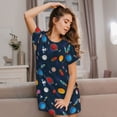 thumbnail image 3 of Naloa Space Cartoon Print Women Nightgowns,Womens Loungewear,Short Sleeve Sleepwear,Comfy Ladies Nightdress, 3 of 6