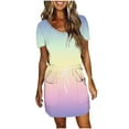 thumbnail image 3 of Sentmoon Robes de Fête pour Femmes 2026 Couleur Dégradée Manches Courtes Col en V Robe d'Été avec Poches Coupe Régulière pour Sortir et Faire la Fête Jaune TTG, 3 of 7