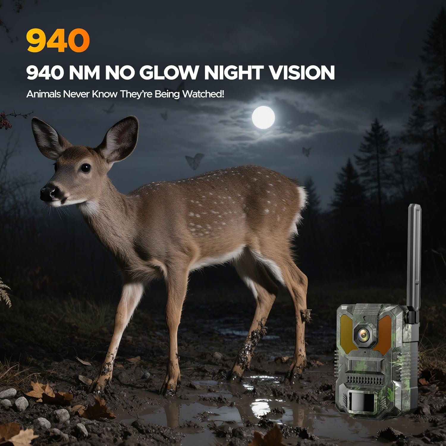 CAMPARK 4G LTE Cellular Trail Camera Solar Game Camera 2.5K 32MP Hunting Camera with 4 Area in 1 Screen Night Vision 0.1s PIR &AI Person Detection Waterproof IP66 Twoway Audio for Wildlife Monitoring