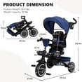 thumbnail image 6 of AILEEKISS 8-in-1 Kids Tricycle with Parental Bar, Folding Ride Trike for Child 1-6 Years, Blue, 6 of 10