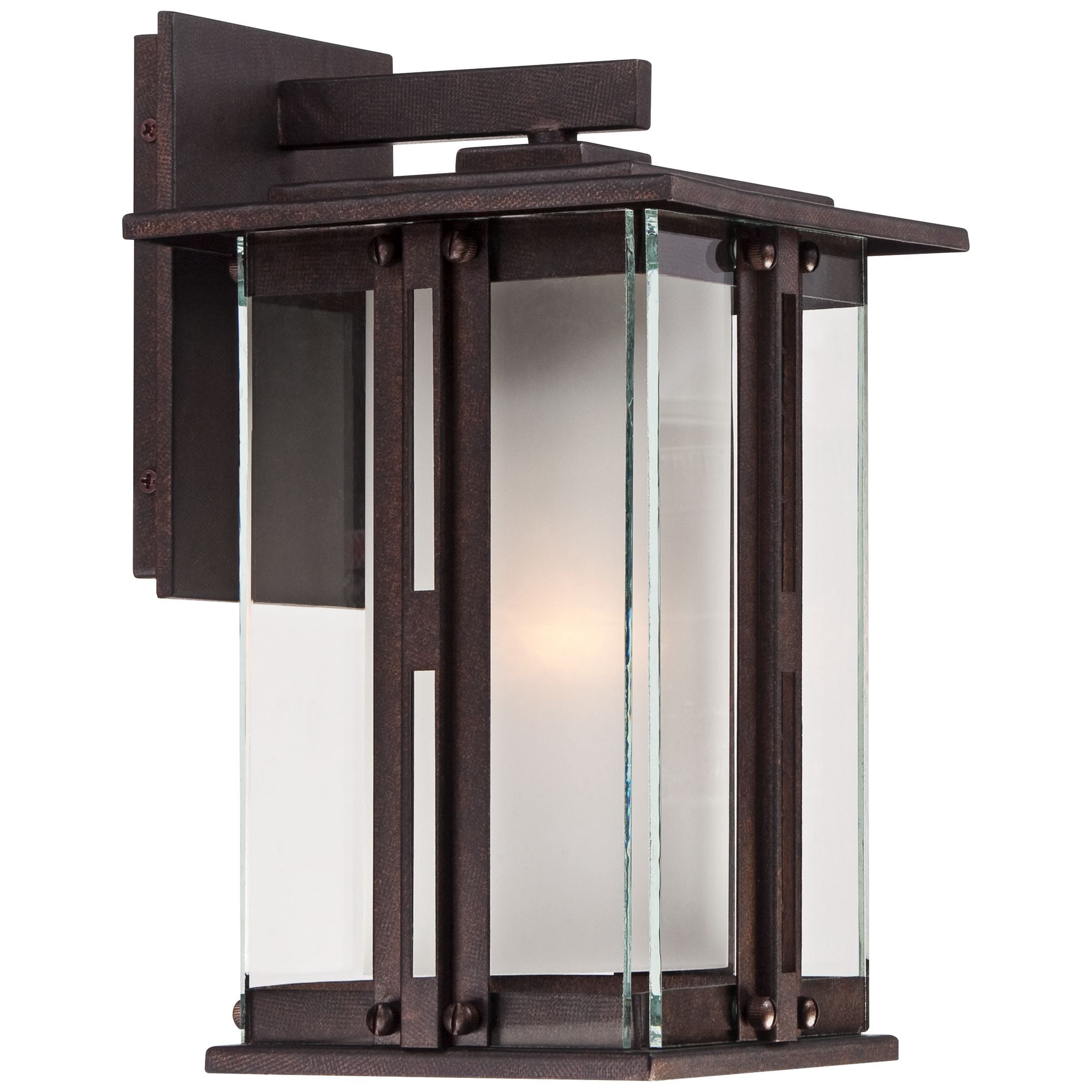 Franklin Iron Works Fallbrook Collection Rustic Farmhouse Outdoor Wall Light Fixtures Set of 2 Bronze 11 3/4" Clear Frosted Double Glass for Exterior