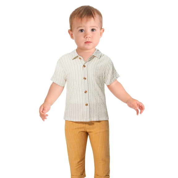 Little Lad Toddler Boys' Short Sleeve Shirt and Pant, 2-Piece Set, Sizes 2T-5T